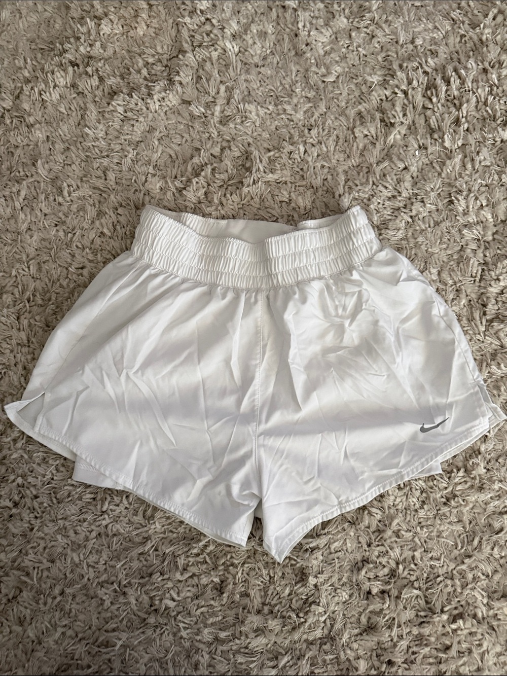 Nike Women's White Athletic Running Shorts with Elastic Waistband